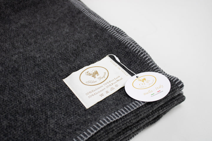 Copertina ANTRACITE Punto Cavallo Lana e Cashmere - Coperte Baby Antracite CoBi