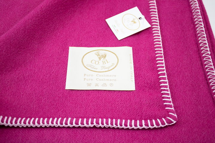 THROW REY Pure Cashmere whipstitch edge