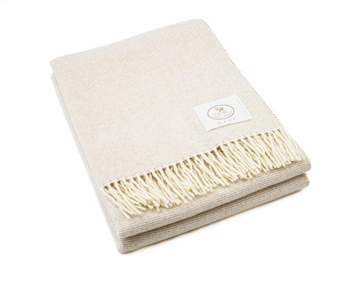 Plaid STAR con frange Misto Lana, Cammello e Cashmere