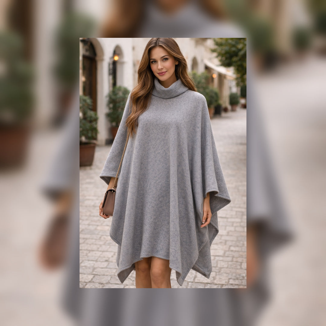 Poncho ELLIE Puro Cashmere Extrafine con Bordo