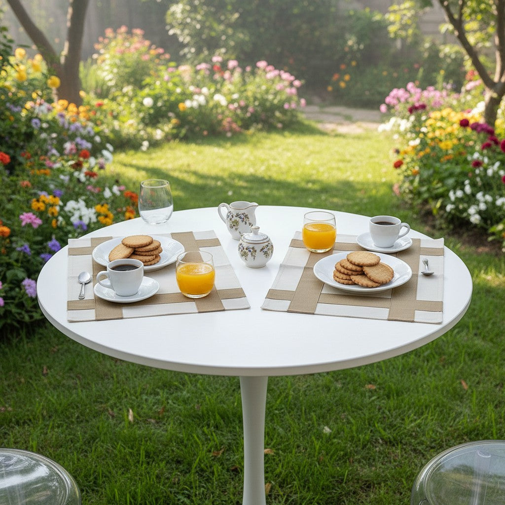 Tovagliette per la colazione in cotone con fascione colorato