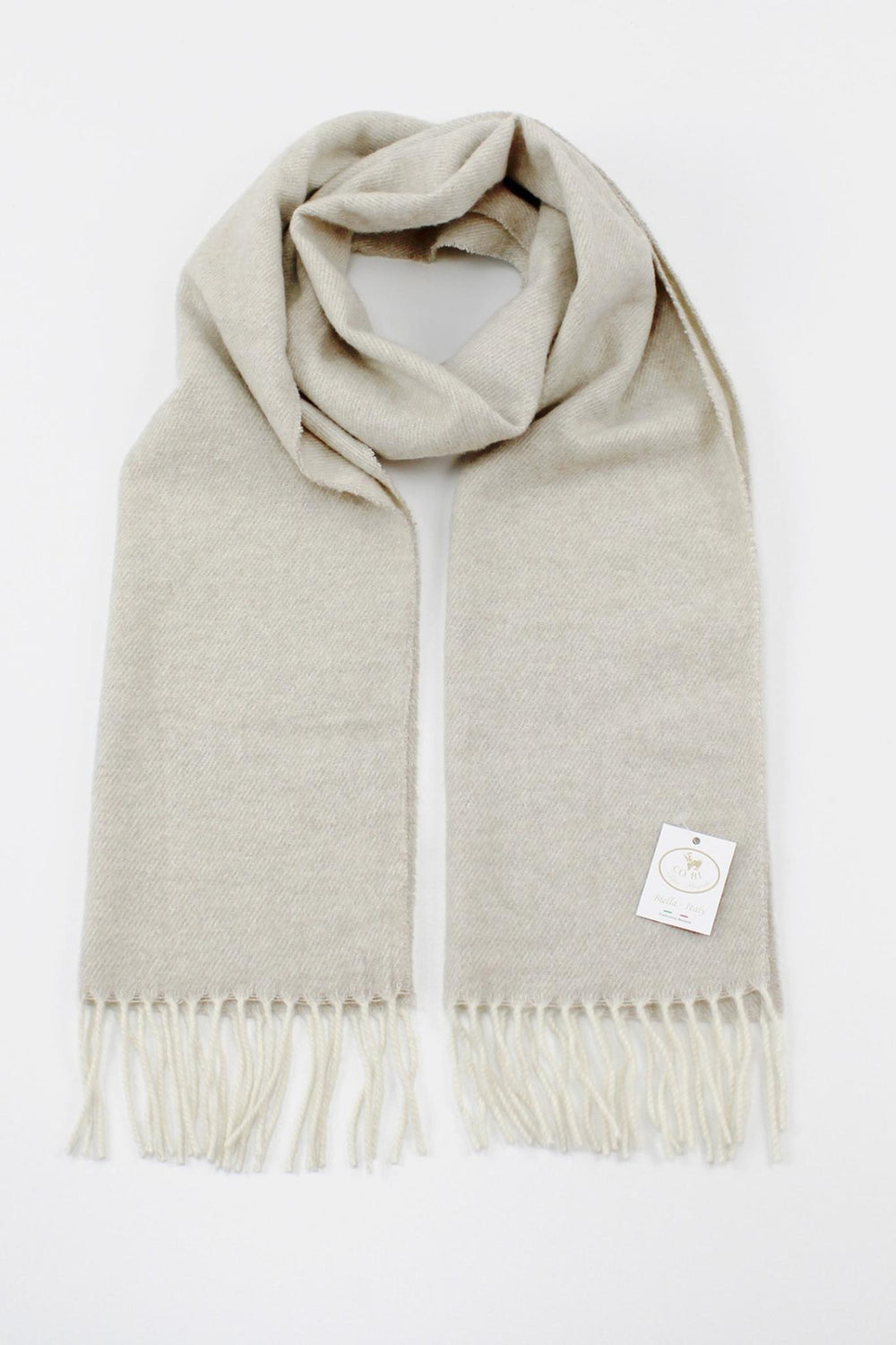 Sciarpa cashmere e seta grigio perla