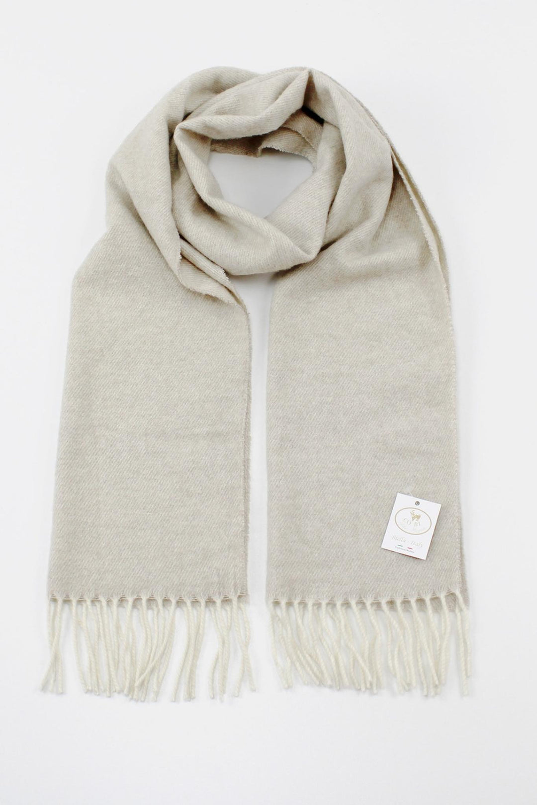 Sciarpa cashmere e seta grigio perla