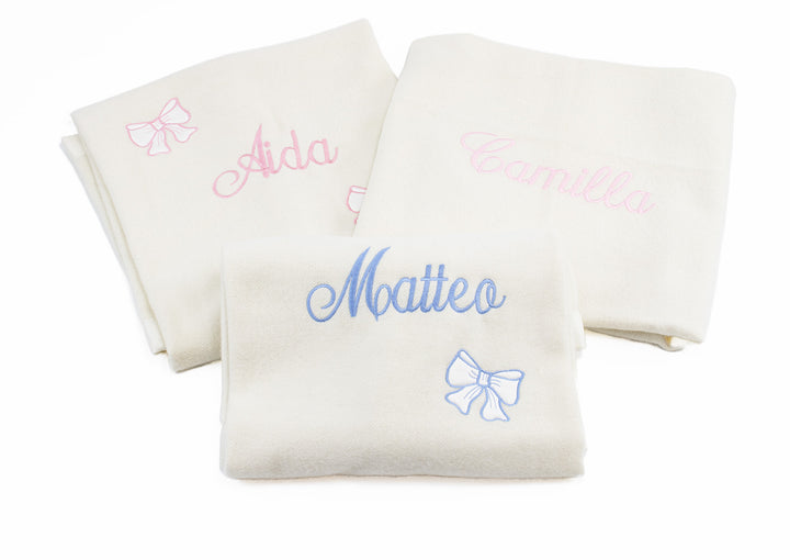 Baby Blanket AMORE embroidered Camilla Wool and Silk