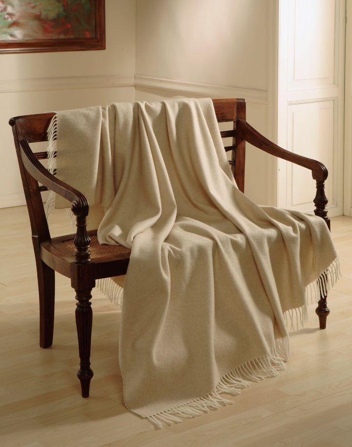 Plaid STAR con frange Misto Lana, Cammello e Cashmere