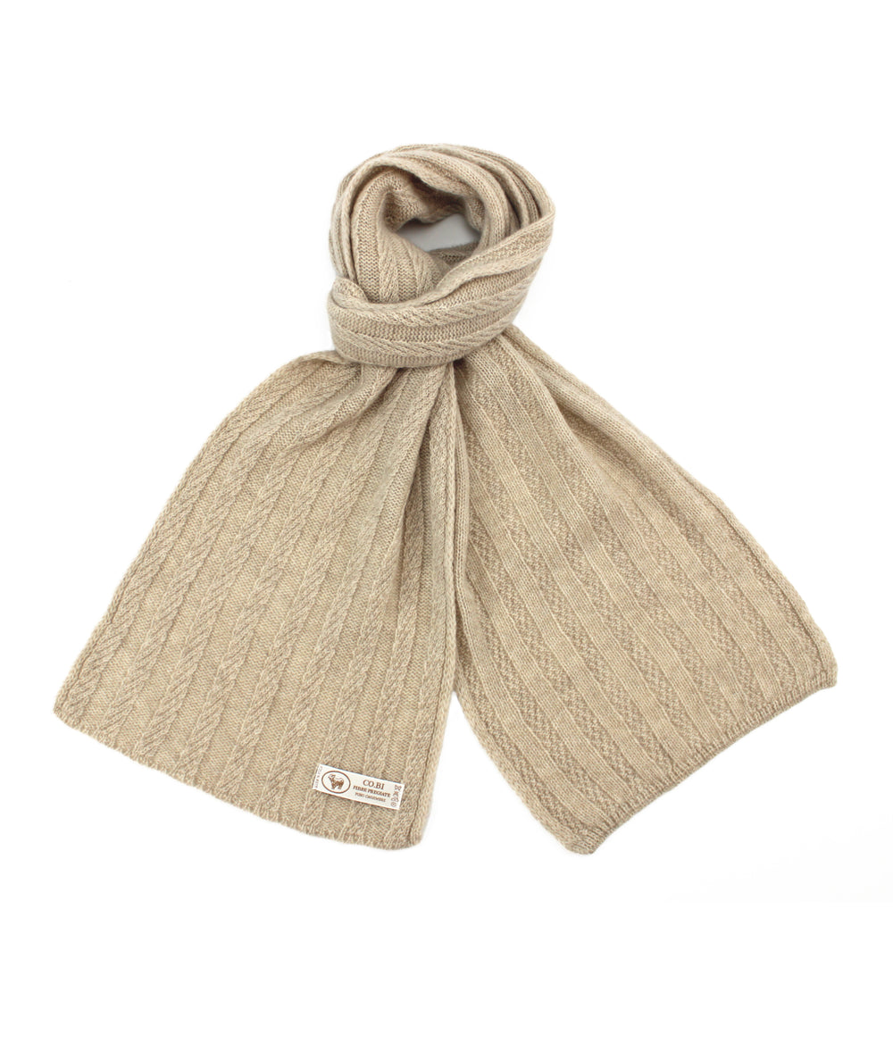 Sciarpa ARAN Puro Cashmere Beige / 30x180 - Bianco naturale - CO.BI beige maglia a cavo lana sciarpa 139 € CoBi